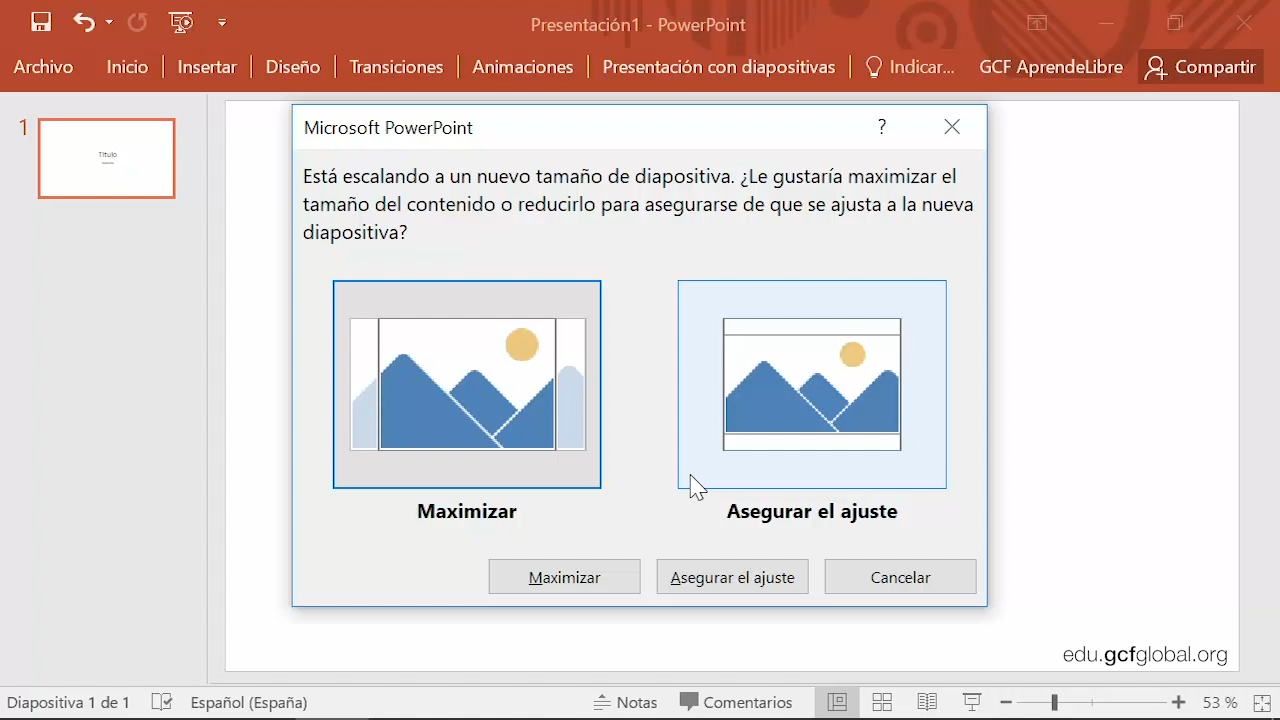 Imagen ejemplo con opciones maximizar y asegurar el ajuste.